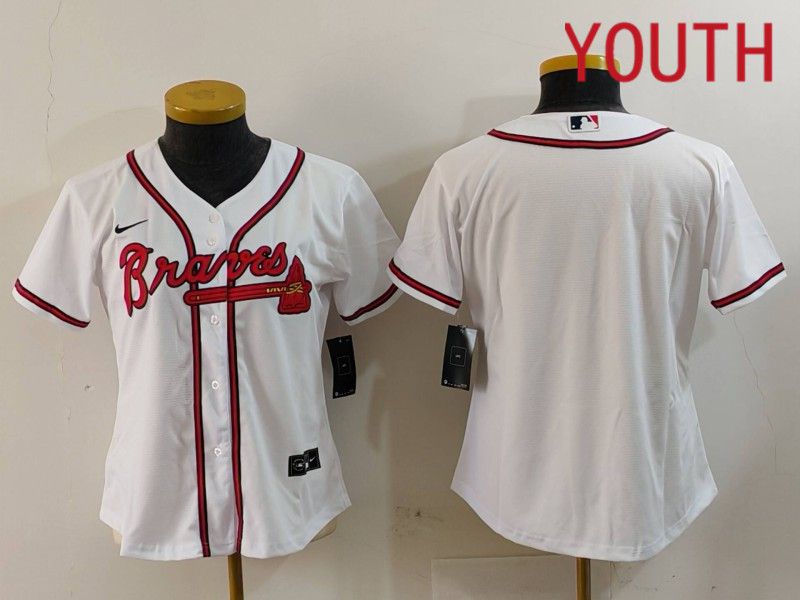 Youth Atlanta Braves Blank White Game 2024 Nike MLB Jersey style 5->->